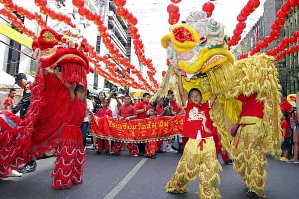 Children participate in Lion Dances in celebration of Chinese New Year