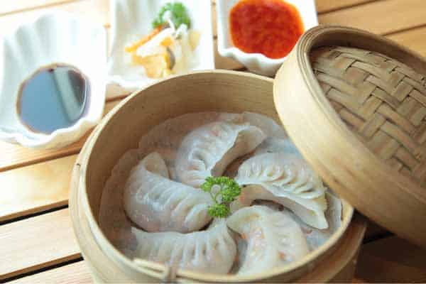 Steamer basket containing dumplings consumed during Chinese New Year