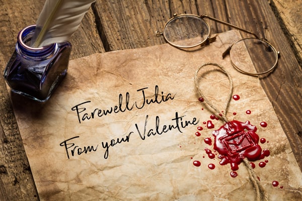 Mock up of Valentine's farewell letter to Julia