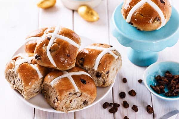 Hot Cross Buns with Easter Eggs