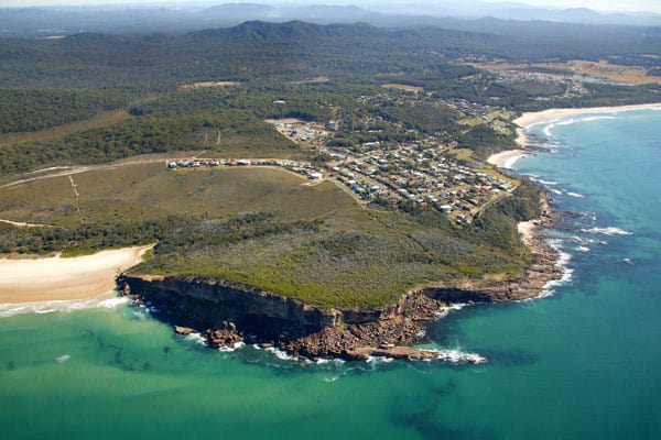 Aerial view of Bonny Hills coastline 