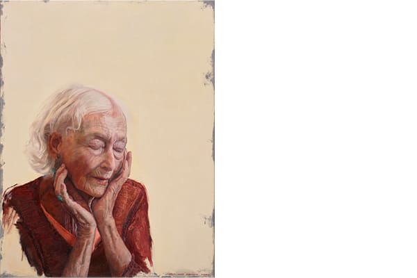 Andrew Lloyd Greensmith, The inner stillness of Eileen Kramer, oil on linen, 86 x 51 cm