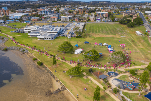 Mother’s Day Classic participants in a sea of pink along the Hastings River