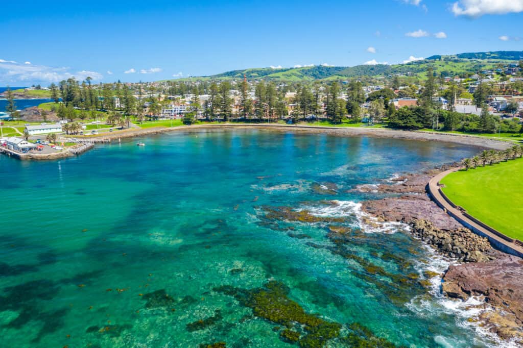 Kiama, New South Wales, Australia is a coastal town 120 kilometres south of Sydney. Kiama is a popular tourist destination with its surfing beaches, restaurants, tidal pools and a popular blowhole.